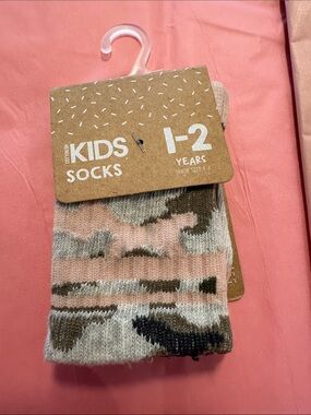 Cotton On Kids Camo Crew Socks - Pink, Green & Gray.   This is priced at 4.00.